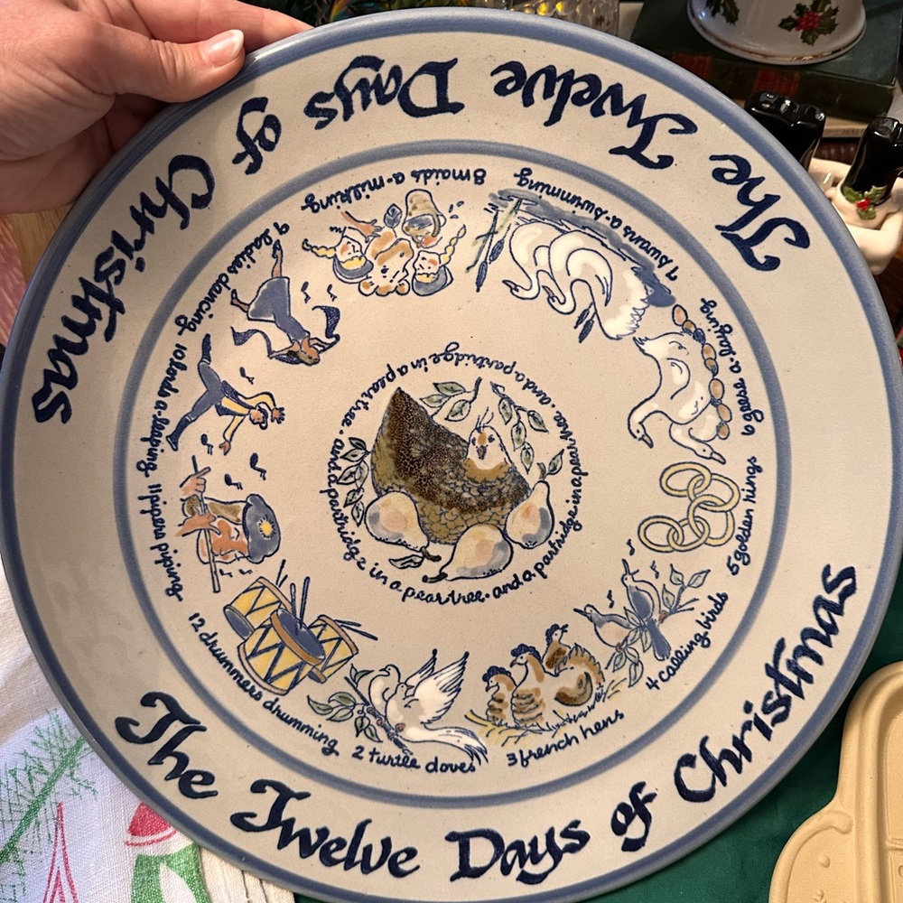 Vintage Louisville Stoneware Pottery Twelve Days of Christmas Platter Plate